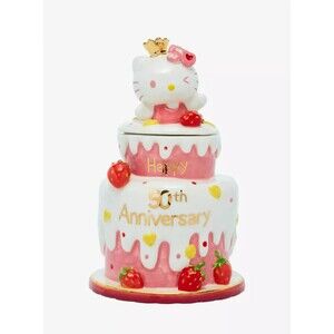 Blue Sky Clayworks Hello Kitty 50th Anniversary Holding Cake Figurine